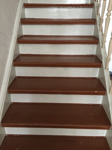 Treppe mit Ochenblut gestrichen. Vorher
